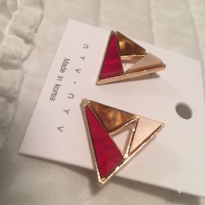 Large triangle Art Deco boho earrings stone